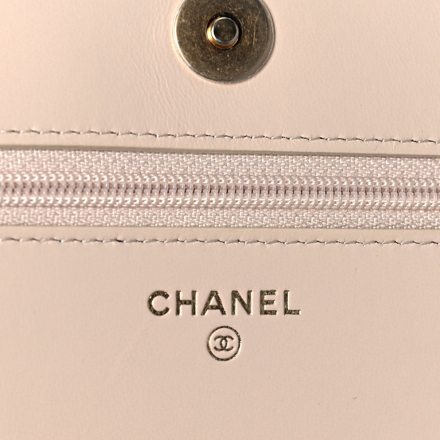 Lambskin Quilted Chain Around Wallet On Chain WOC Beige