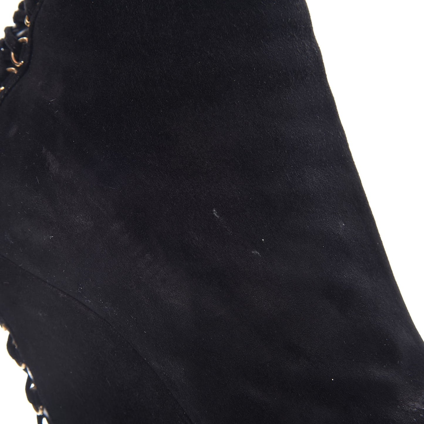 Suede Corset Wedge Boots 37.5 Black