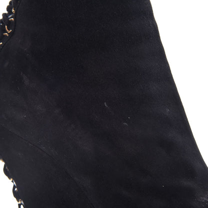Saint Laurent Suede Corset Wedge Boots 37.5 Black 11 of 12