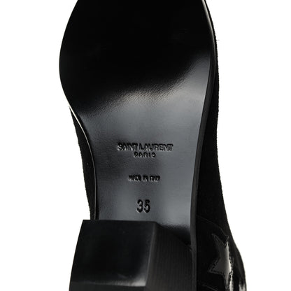 Saint Laurent Suede Rock 40 Stars Ankle Boots 35 Black 7 of 7