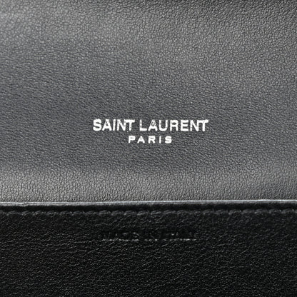 Saint Laurent Calfskin Crocodile Embossed Monogram Uptown Chain Wallet Black 6 of 11