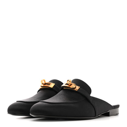 Hermes Satin Oz Mules 36.5 Black 4 of 10