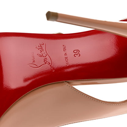 Christian Louboutin Patent Hot Chick Slingback 100 Pumps 39 Nude 7 of 8