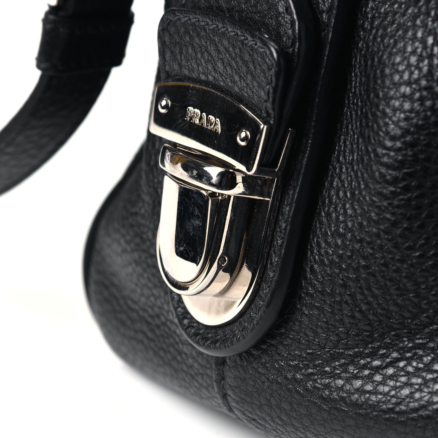 Prada Vitello Daino Shopping Satchel Black 6 of 6