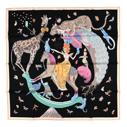 Hermes Silk Story Scarf 90 Marron Black Jaune Multicolor 1 of 3
