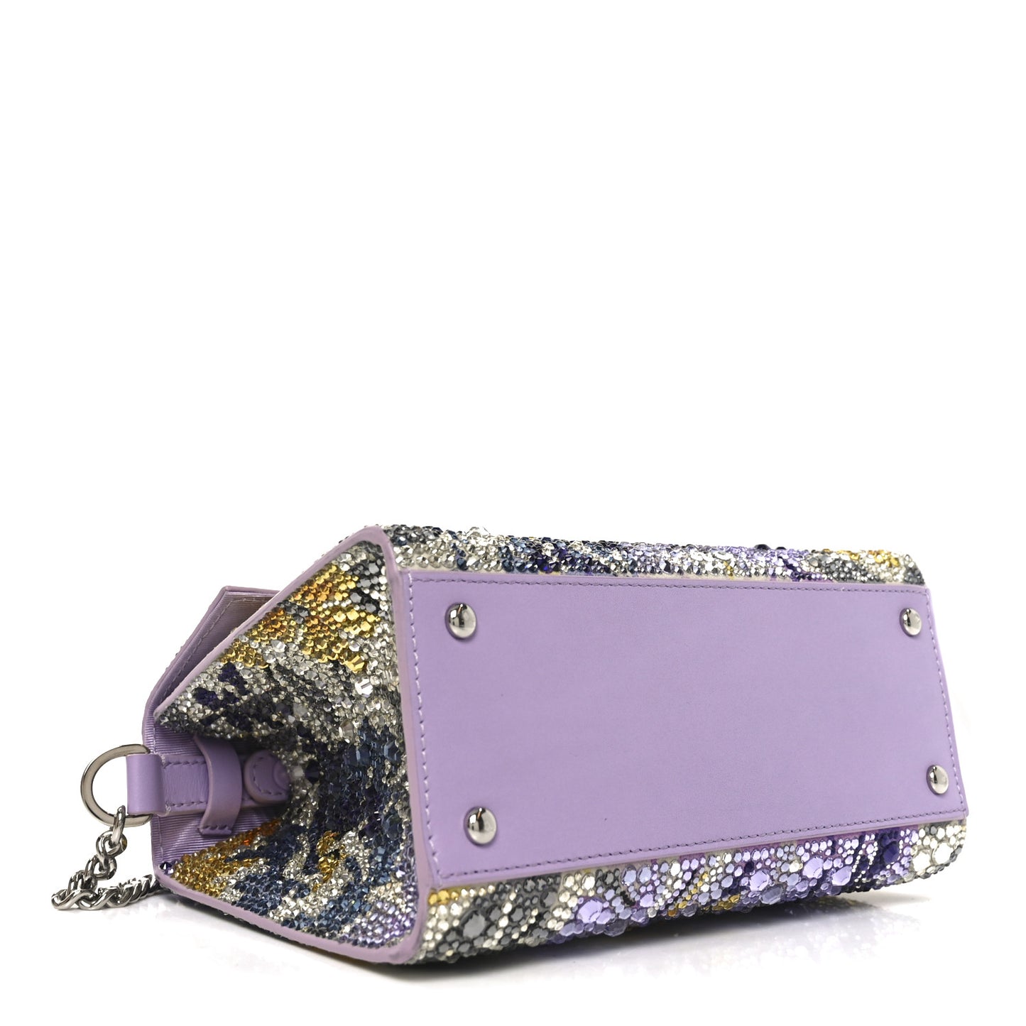 Crystal Embroidered Floral Mini Vsling Top Handle Bag Multicolor