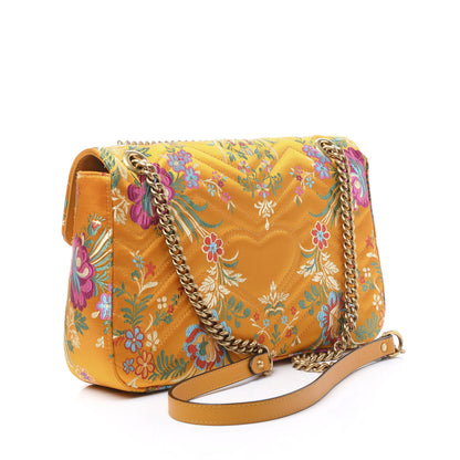 Gucci Jacquard Matelasse Floral Medium GG Marmont Shoulder Bag Yellow 2 of 10