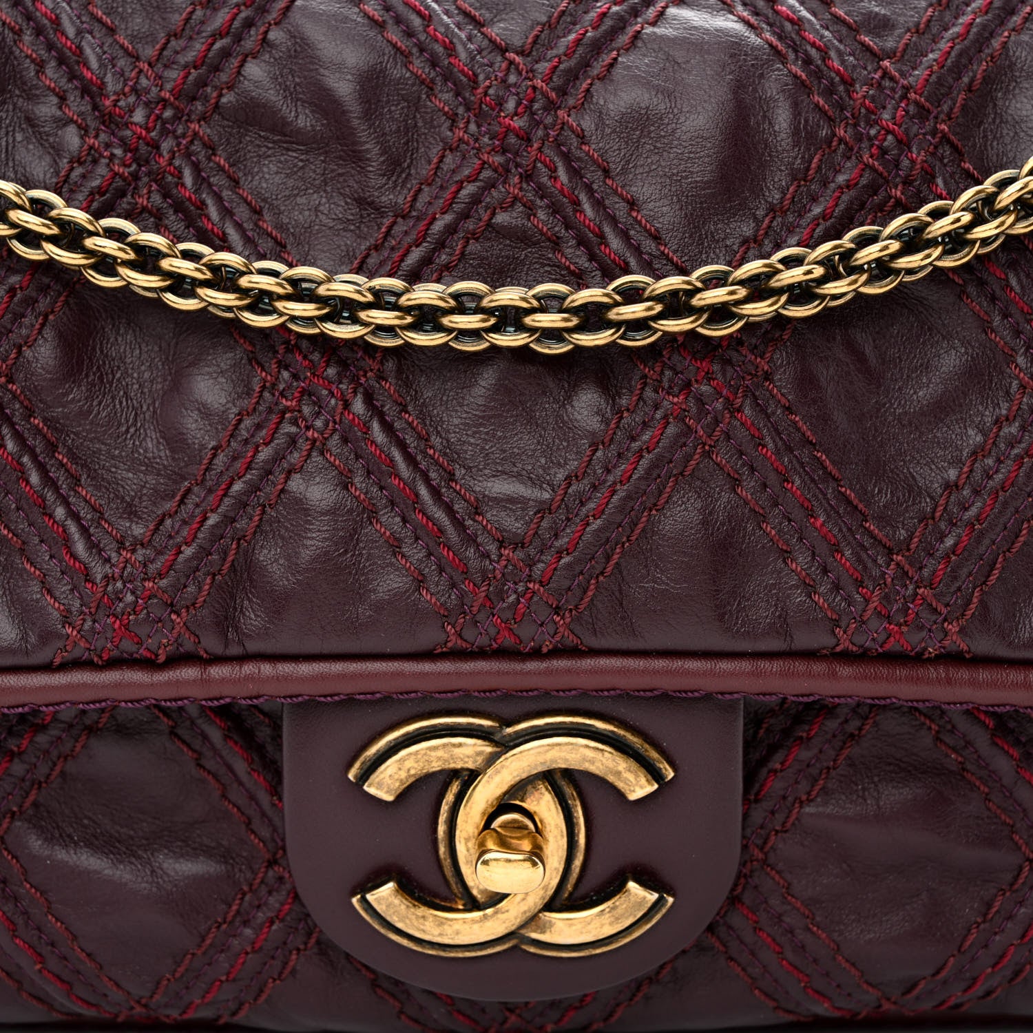 Chanel Calfskin Quilted Stitch Flap Plum 8 of 10
