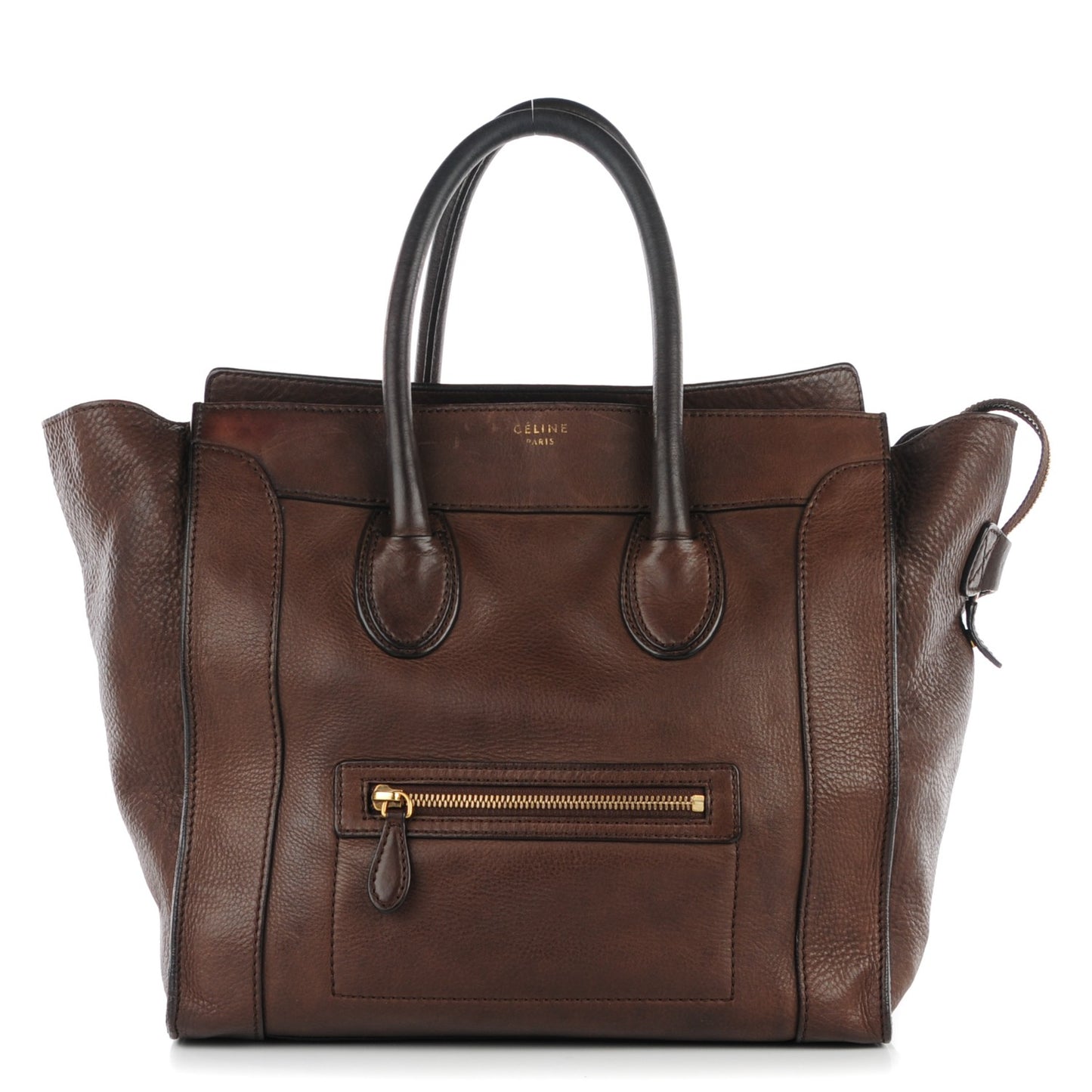 Pebbled Calfskin Mini Luggage Dark Brown