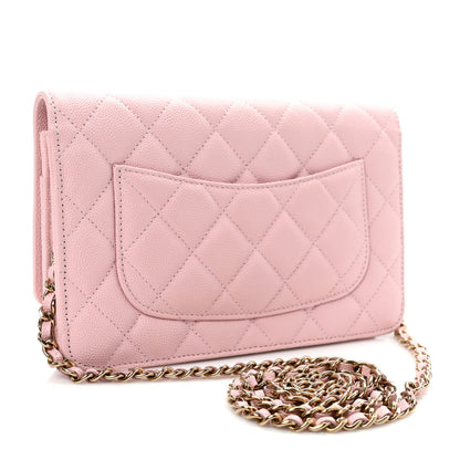 Chanel Caviar Quilted Wallet on Chain WOC Light Pink 3 of 10