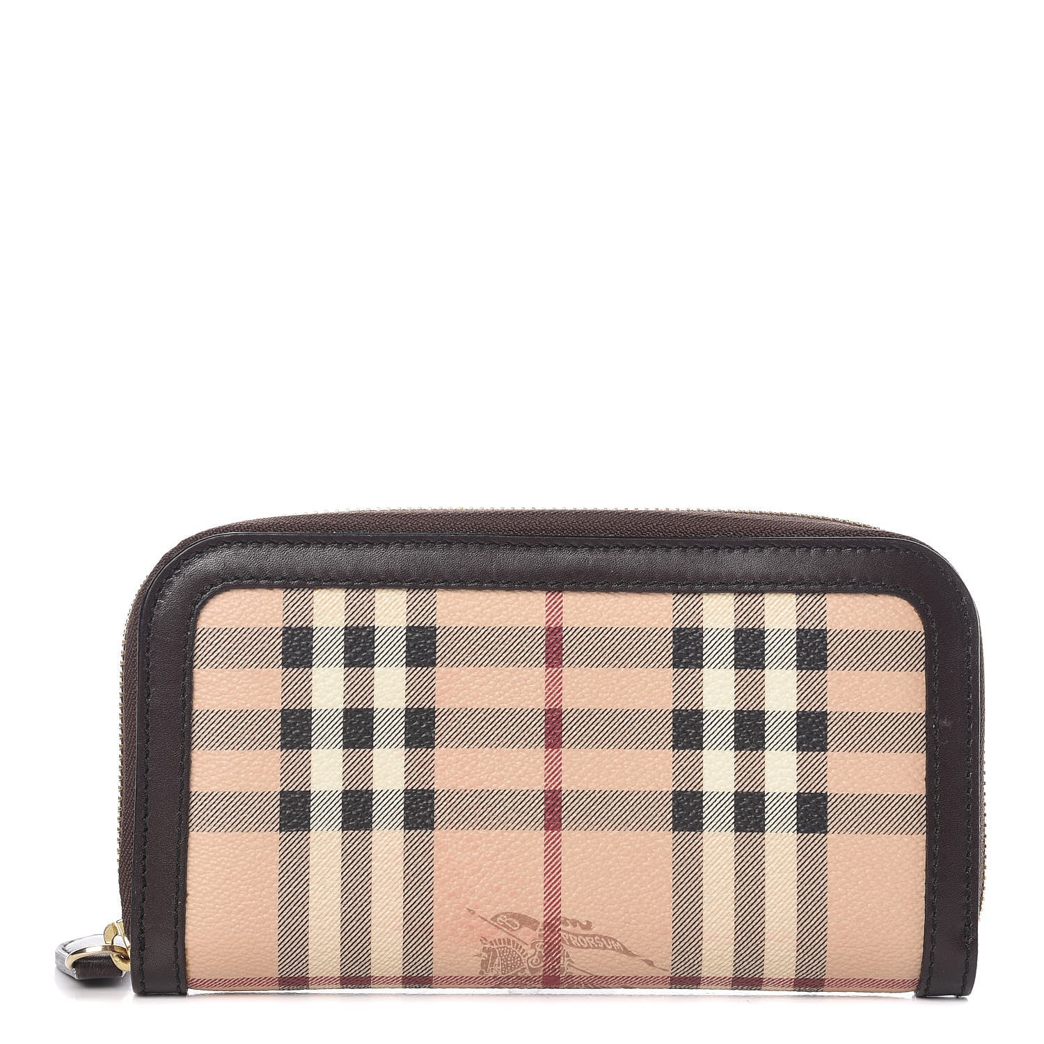 Burberry Haymarket Check Large Ziggy Zip Around Wallet Chocolate 1 of 9