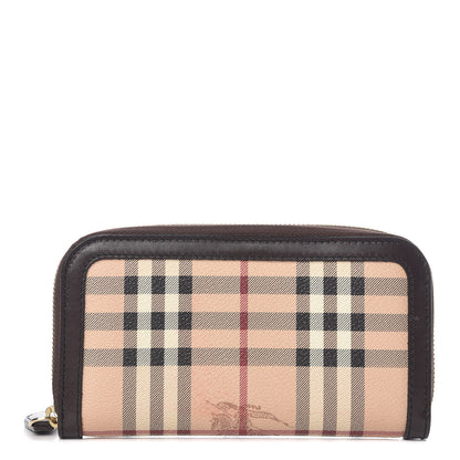 Burberry Haymarket Check Large Ziggy Zip Around Wallet Chocolate 1 of 9
