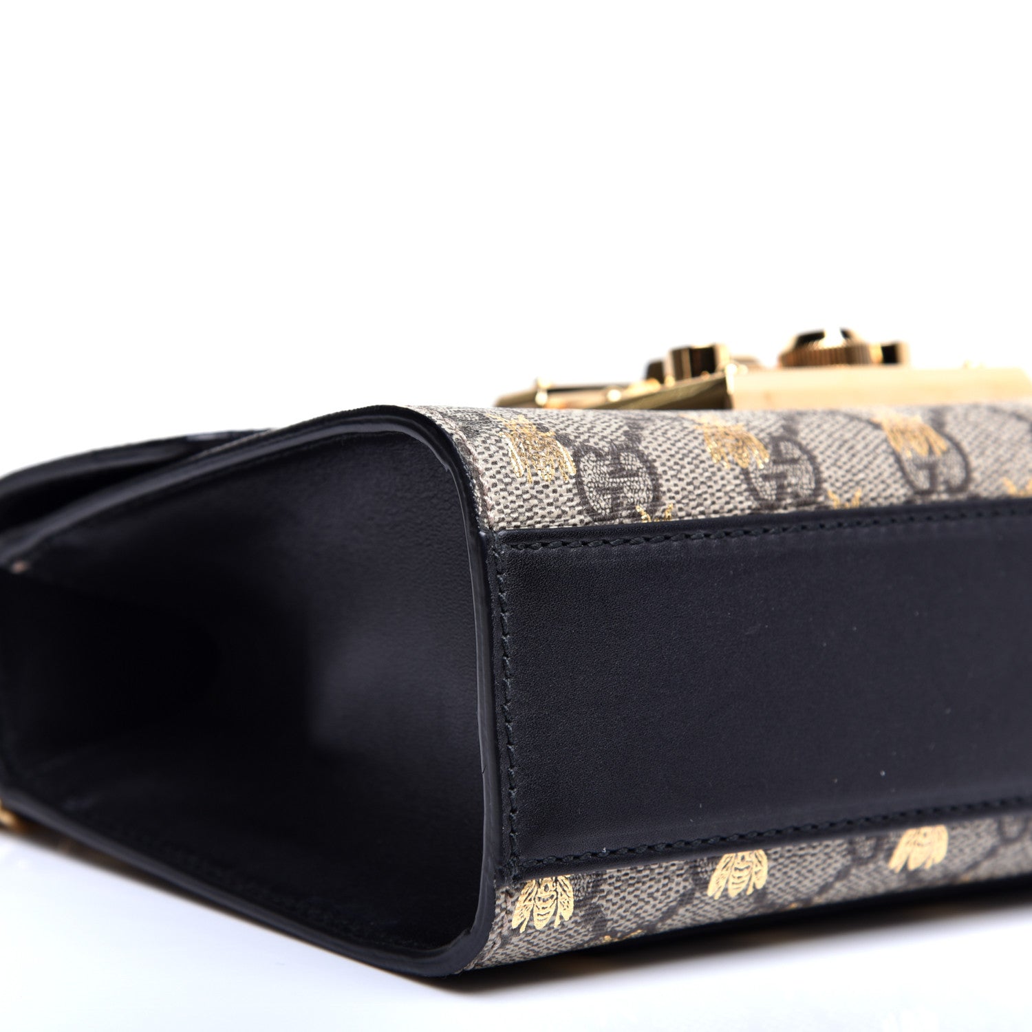 Gucci GG Supreme Monogram Bees Small Padlock Shoulder Bag Black 7 of 11