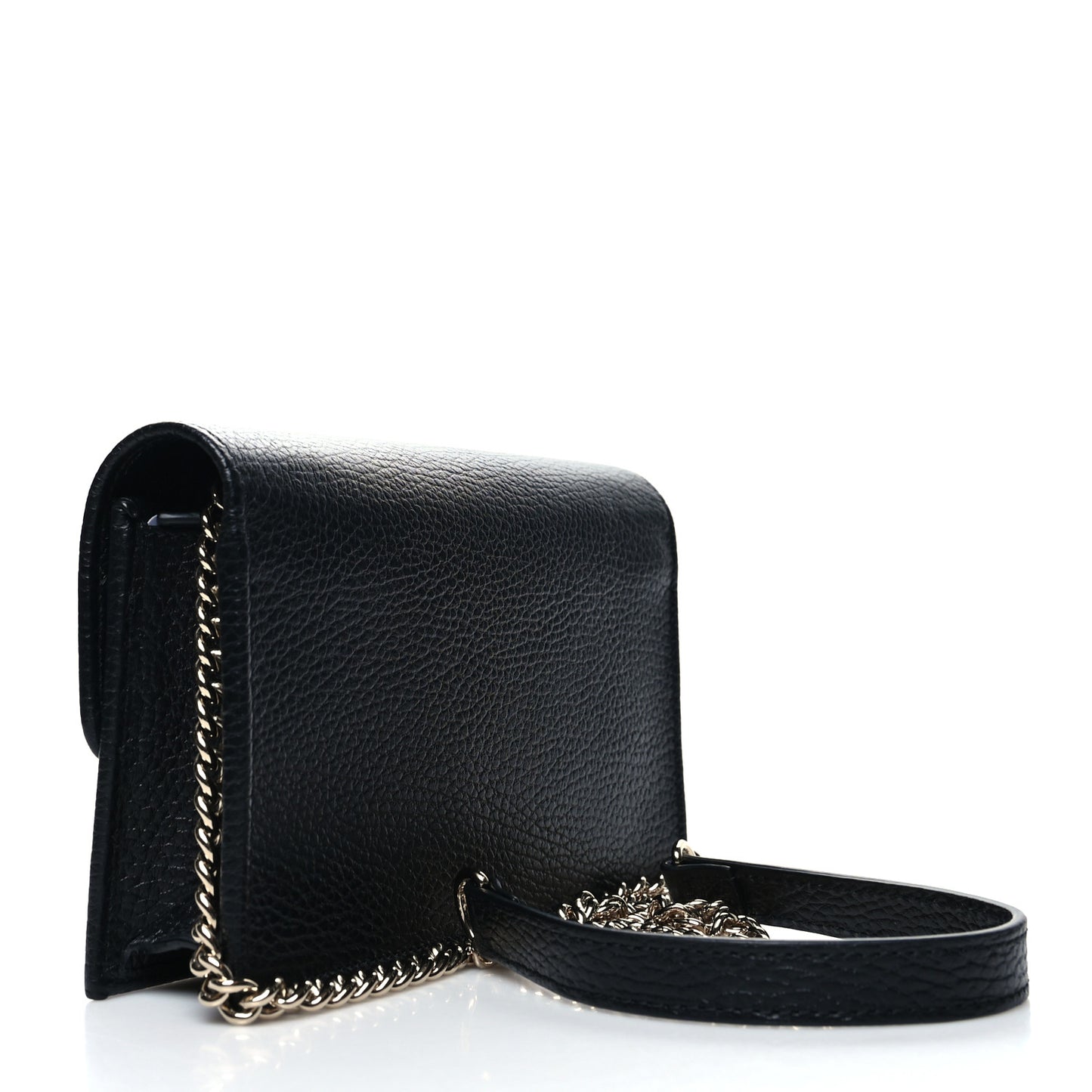 Dollar Calfskin Interlocking G Chain Wallet Black