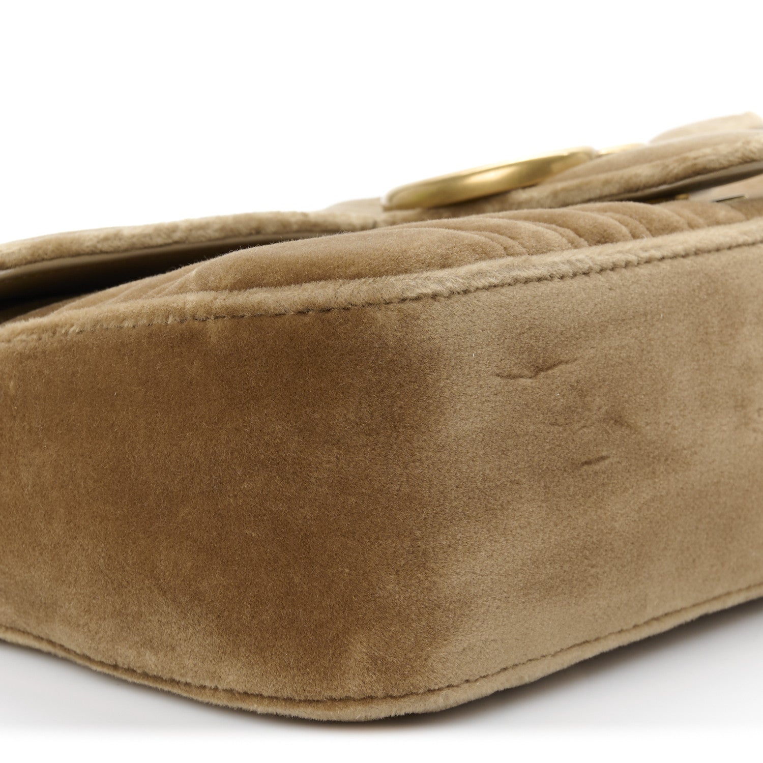 Gucci Velvet Matelasse Small GG Marmont Shoulder Bag Taupe 9 of 10