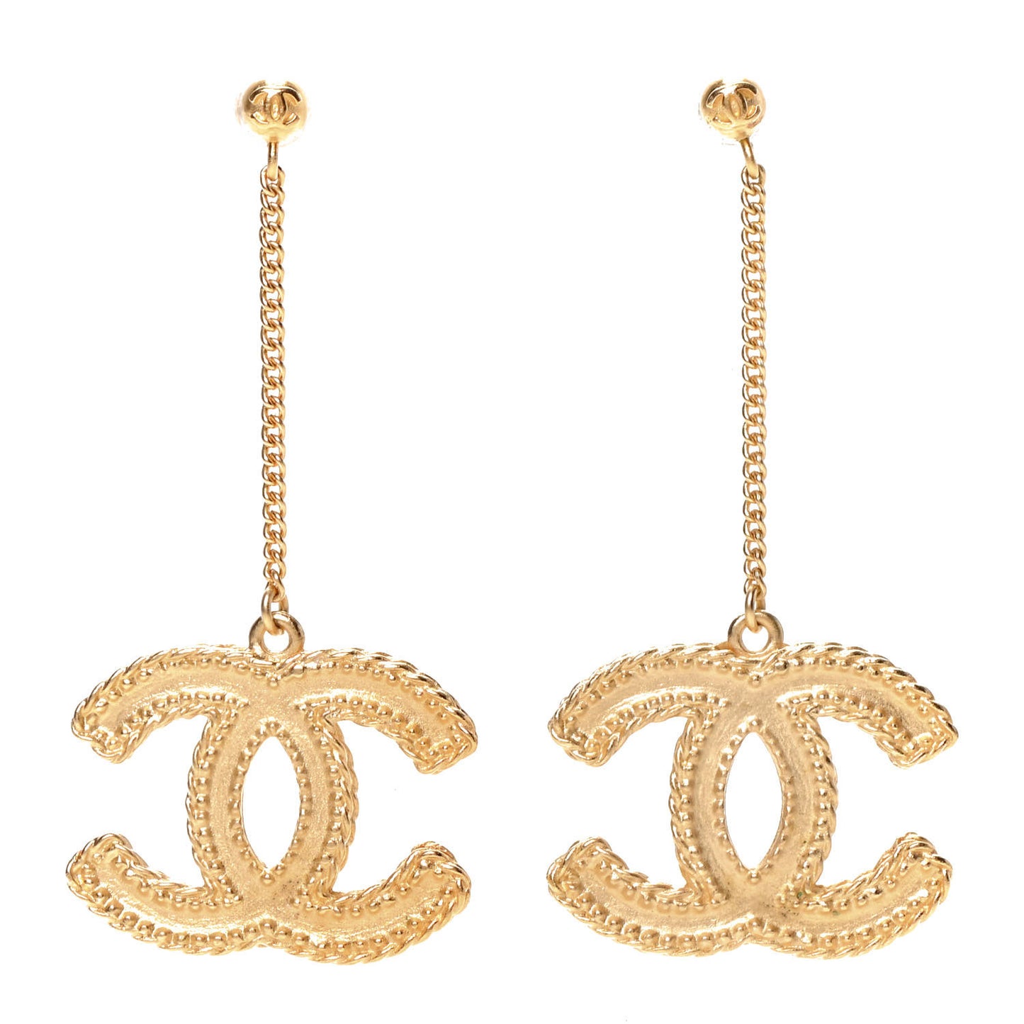 CC Drop Earrings Matte Gold