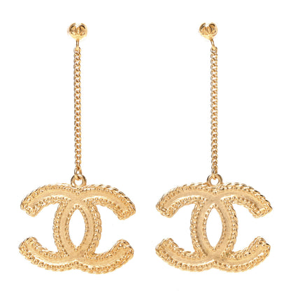 Chanel CC Drop Earrings Matte Gold 1 of 5