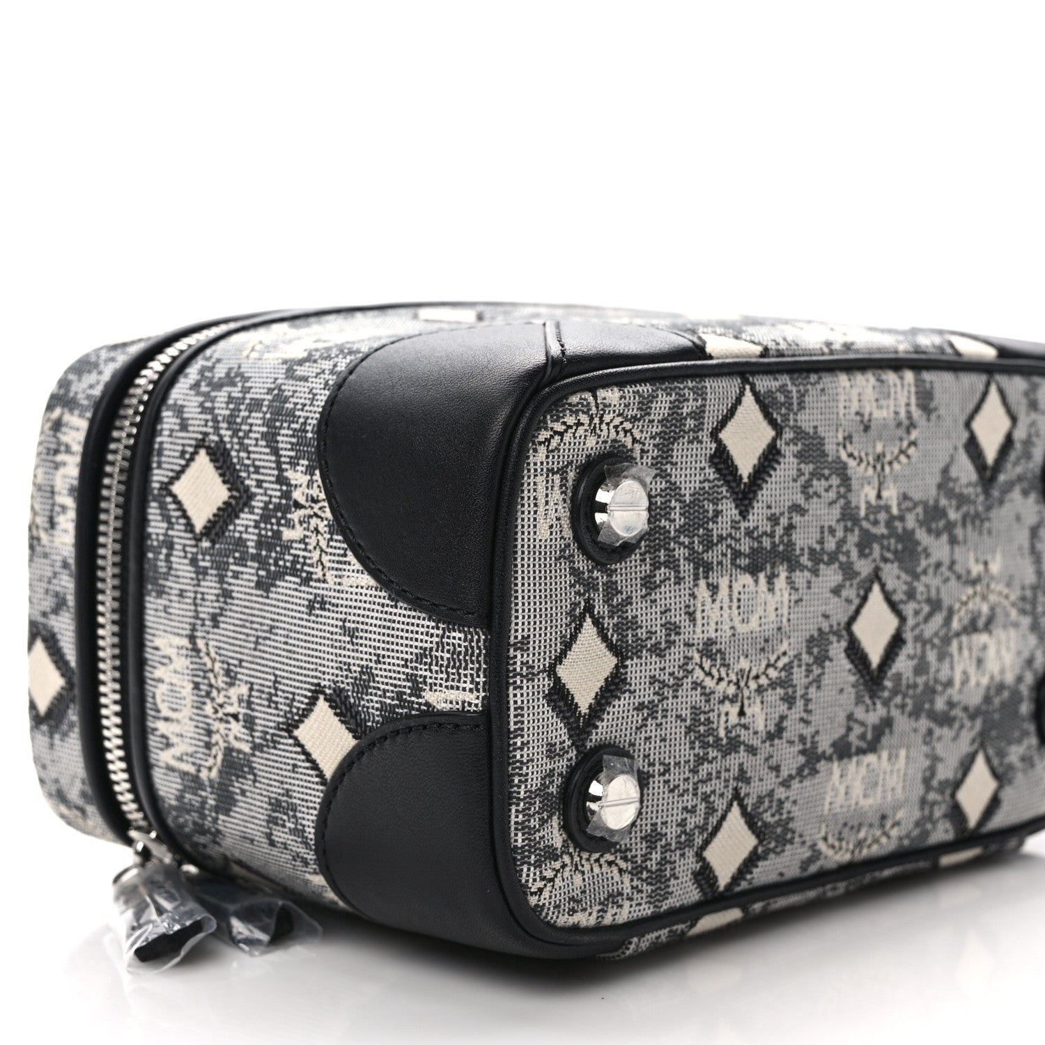 MCM Vintage Jacquard Monogram Rockstar Small Vanity Crossbody Bag Grey 6 of 9