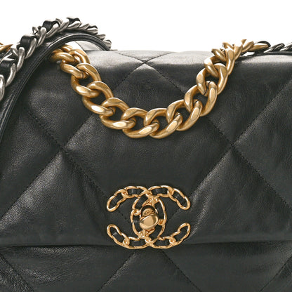 Chanel Shiny Goatskin Quilted Medium Chanel 19 Flap Black 8 of 10