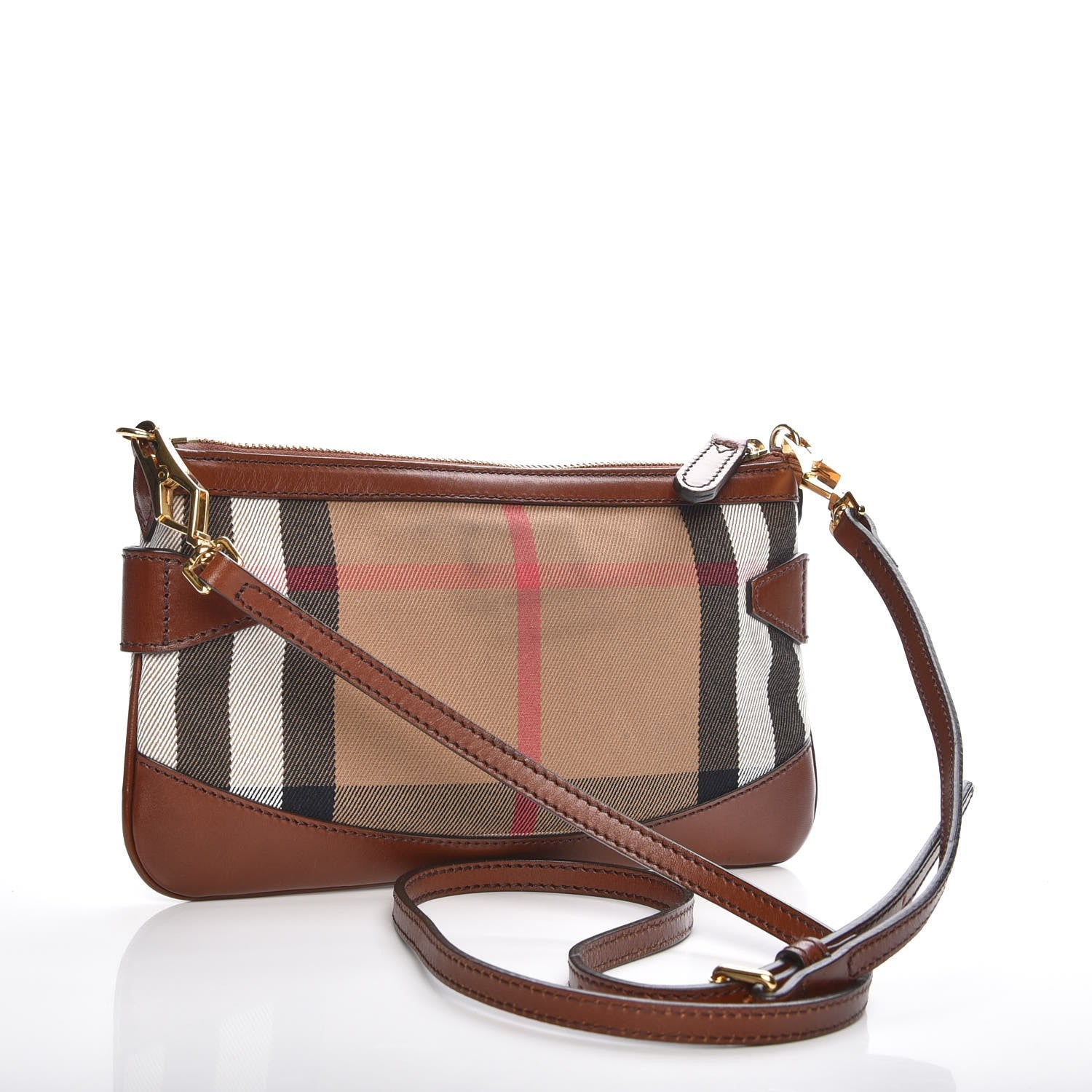 Burberry House Check Bridle Calfskin Peyton Crossbody Tan 3 of 9