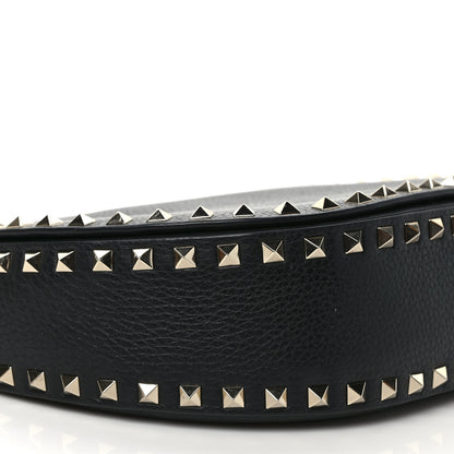 Valentino Garavani Calfskin Large Rockstud Halfmoon Saddle Bag Black 6 of 8