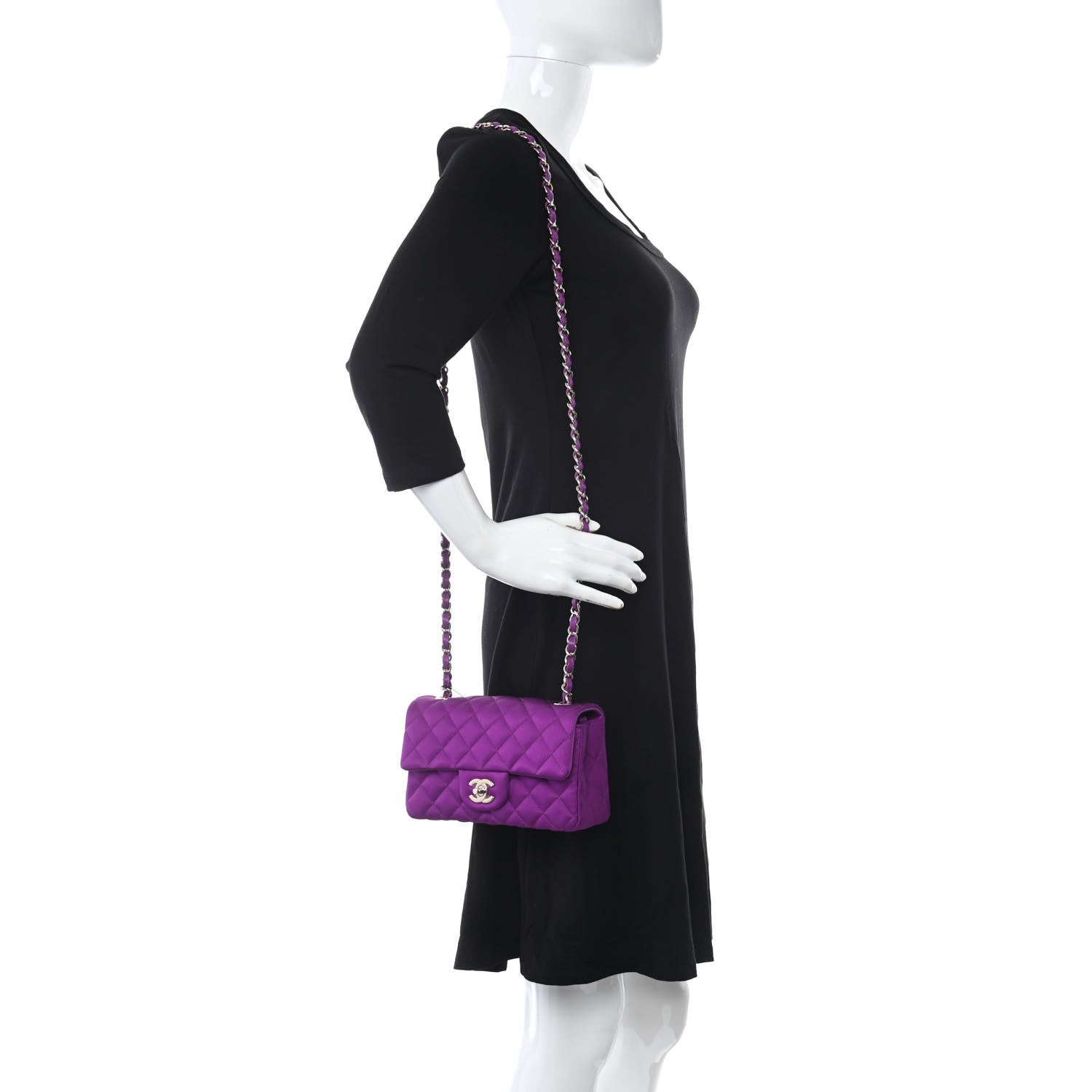 Chanel Satin Quilted Mini Rectangular Flap Purple 2 of 11
