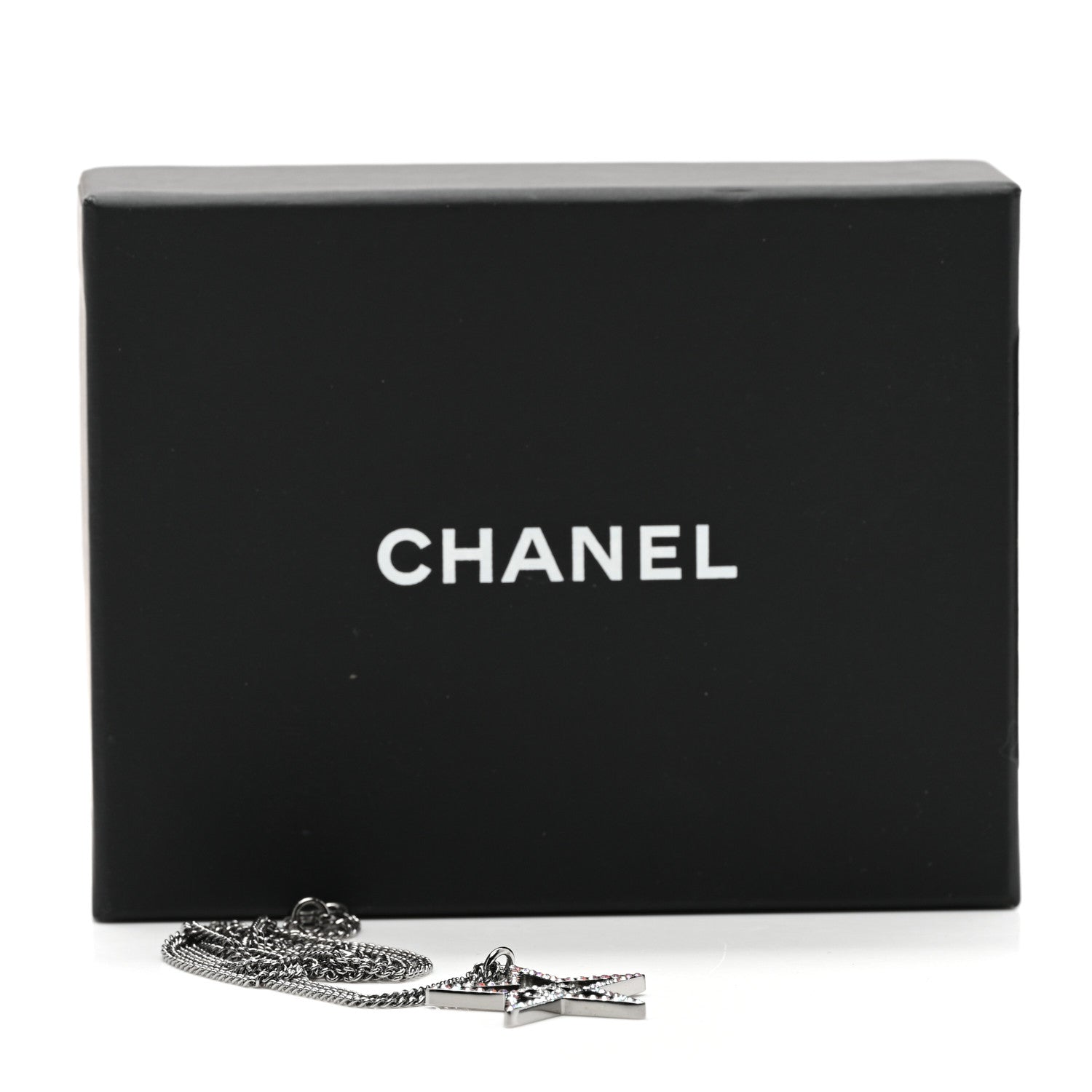 Chanel Crystal Star CC Pendant Necklace Silver 6 of 6