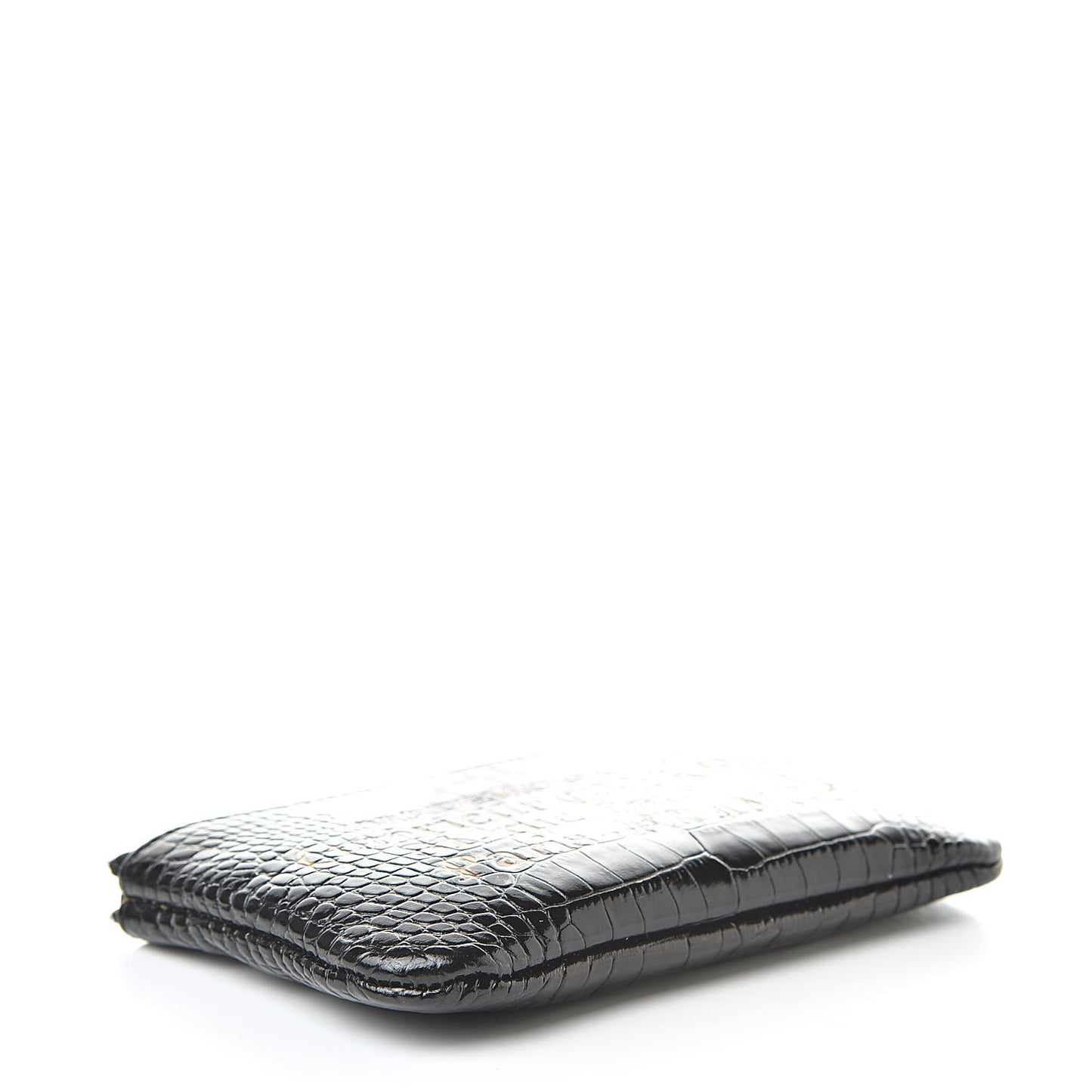 Calfskin Crocodile Embossed Cocodile Cosmetic Case Black Gold