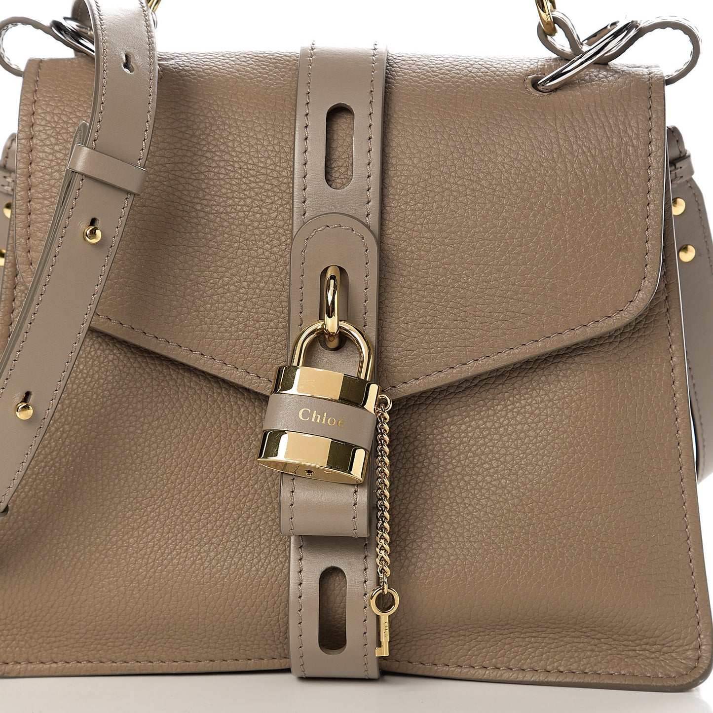 Shiny Grained Calfskin Medium Aby Day Shoulder Bag Motty Grey