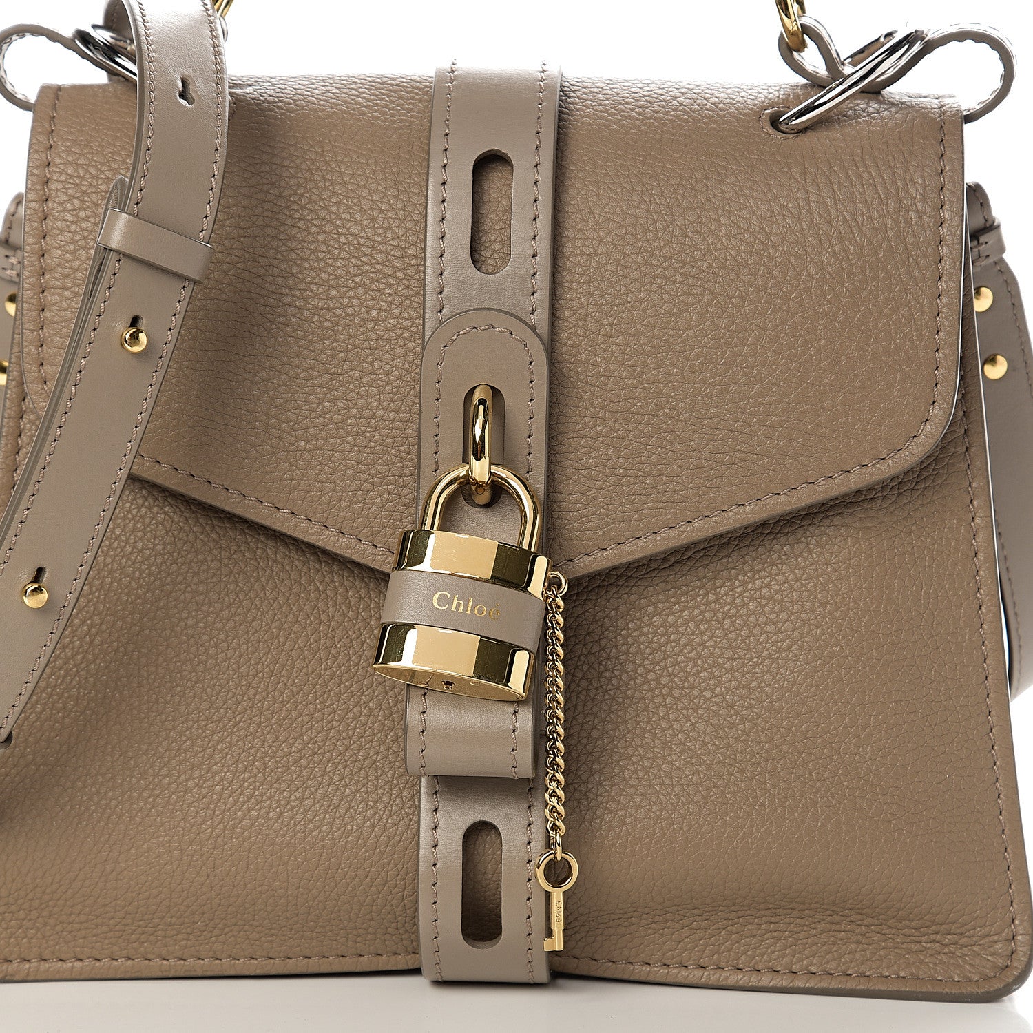 Chloe Shiny Grained Calfskin Medium Aby Day Shoulder Bag Motty Grey 13 of 13