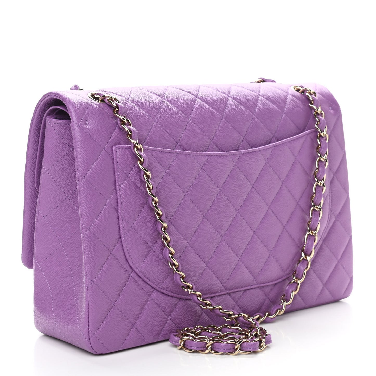 Caviar Quilted Maxi Double Flap Purple