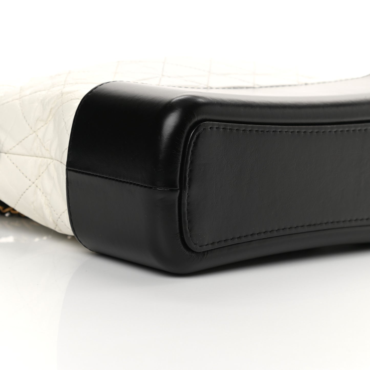 Aged Calfskin Quilted Medium Gabrielle Hobo Black White