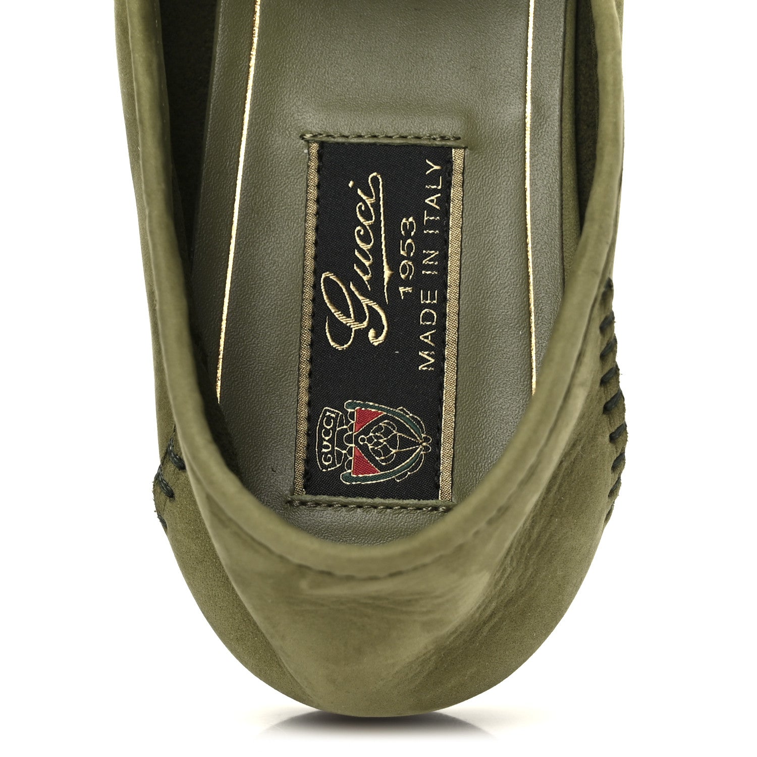Gucci Nubuck Womens Horsebit Loafers 38.5 Herbs Light Green 7 of 9
