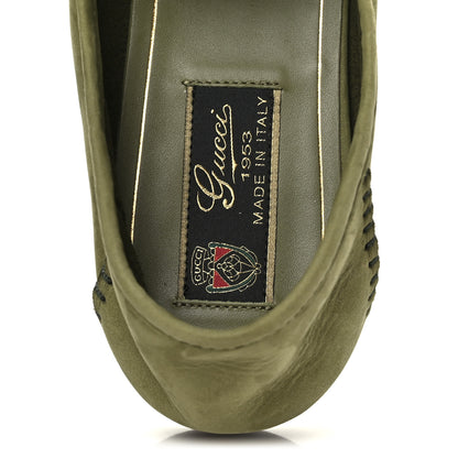 Gucci Nubuck Womens Horsebit Loafers 38.5 Herbs Light Green 7 of 9