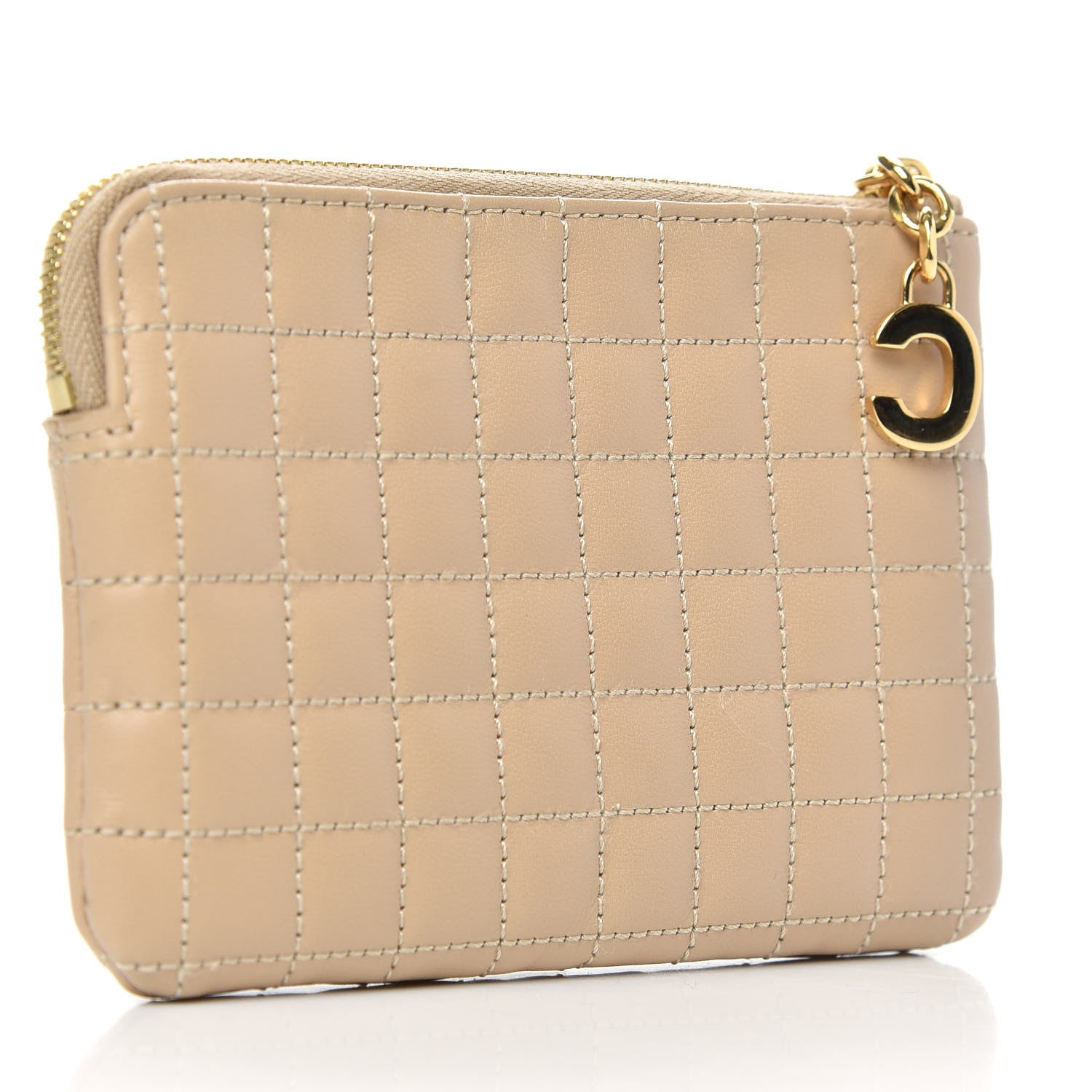 Celine Calfskin Quilted C Charm Coin Card Pouch Nude 3 of 6