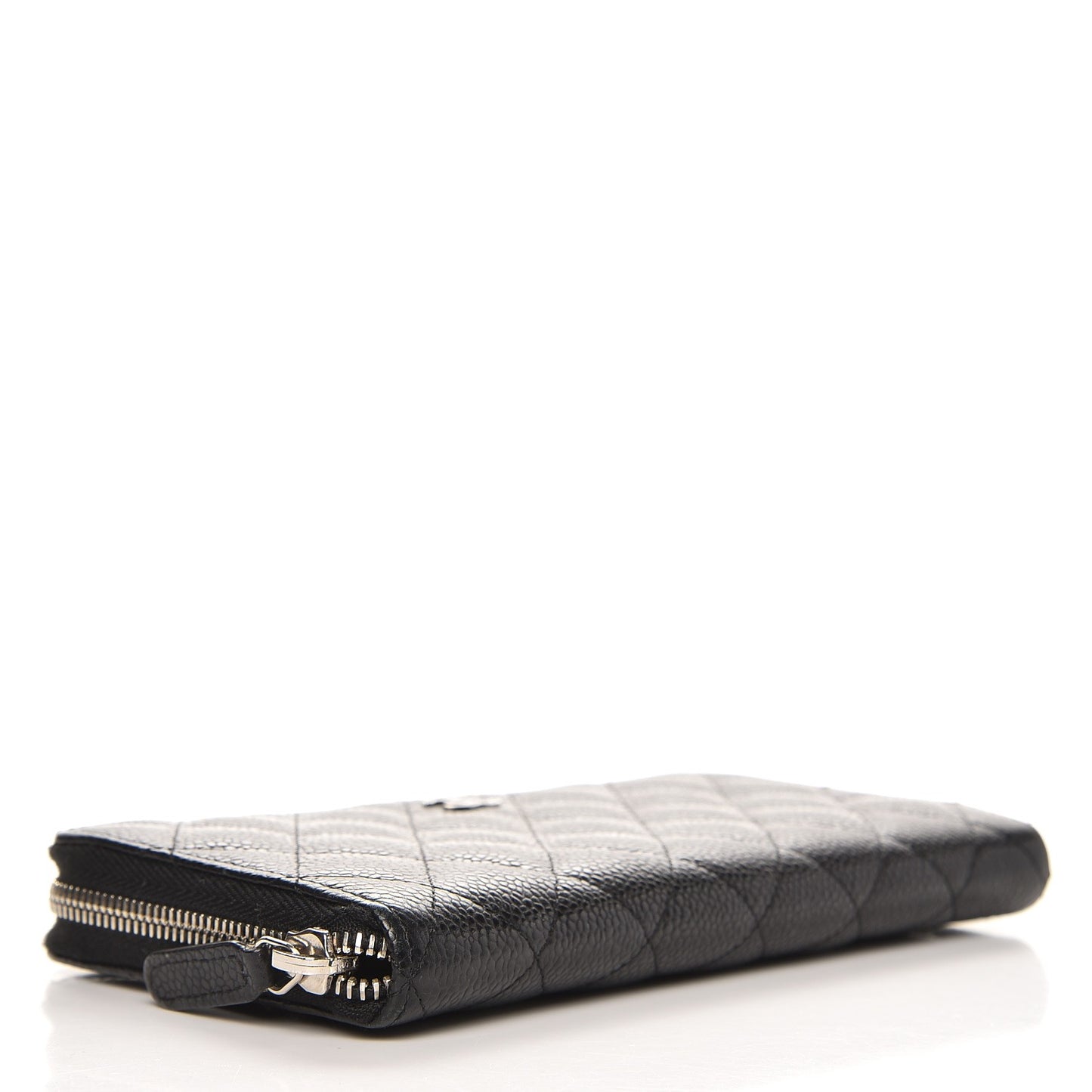 Caviar Quilted Large Gusset Zip Around Wallet Black
