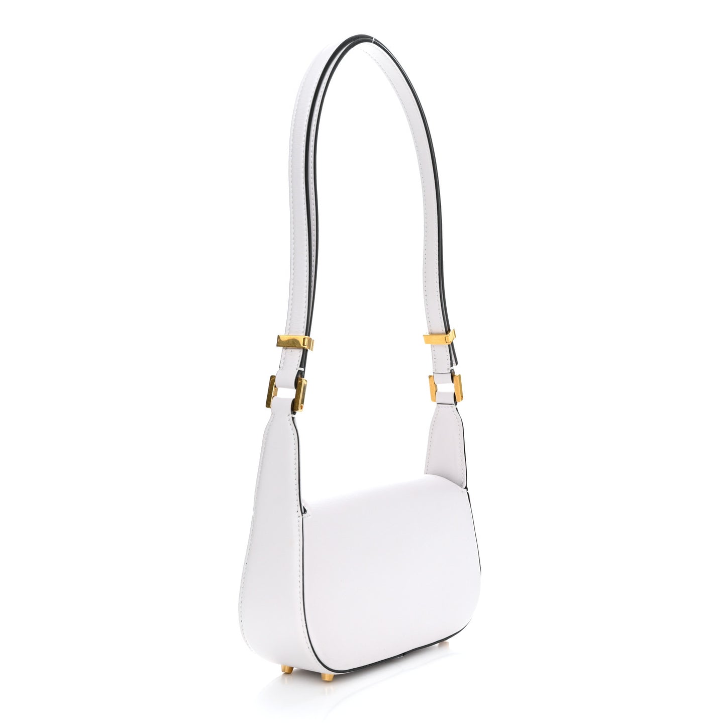Calfskin Small Vlogo Chain Shoulder Bag Optic White