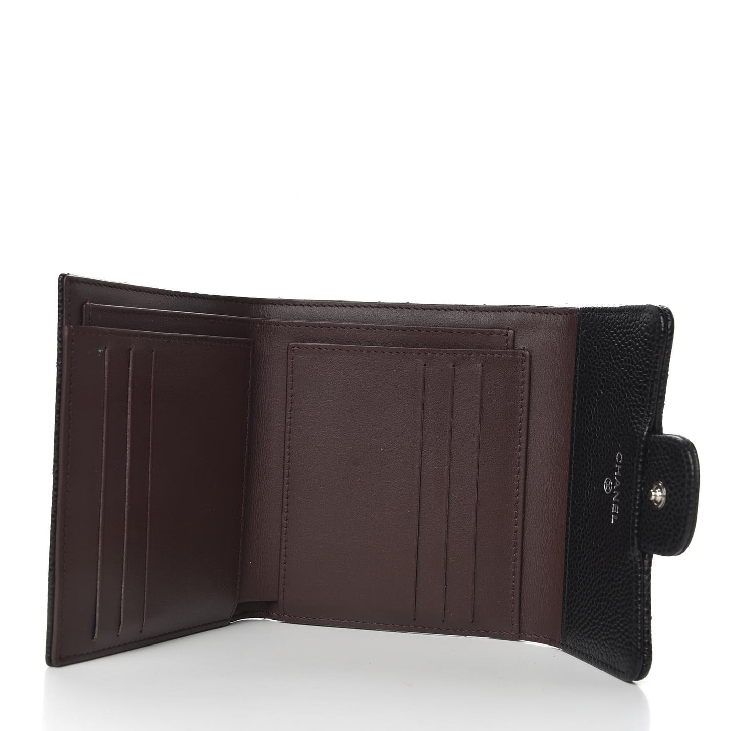 Caviar Quilted Compact Flap Wallet Black