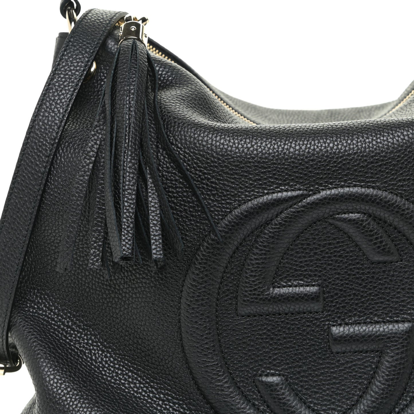 Pebbled Calfskin Large Soho Hobo Black
