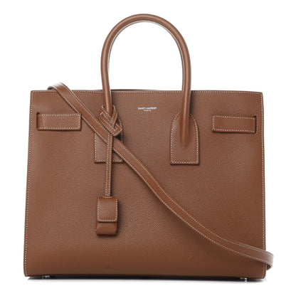 Saint Laurent Grained Calfskin Topstitch Small Sac De Jour Cognac 1 of 11