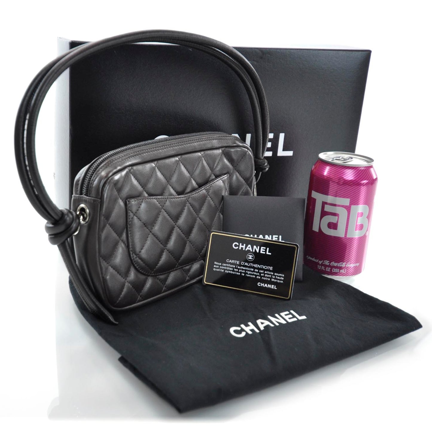 Calfskin Quilted Cambon Pochette Brown