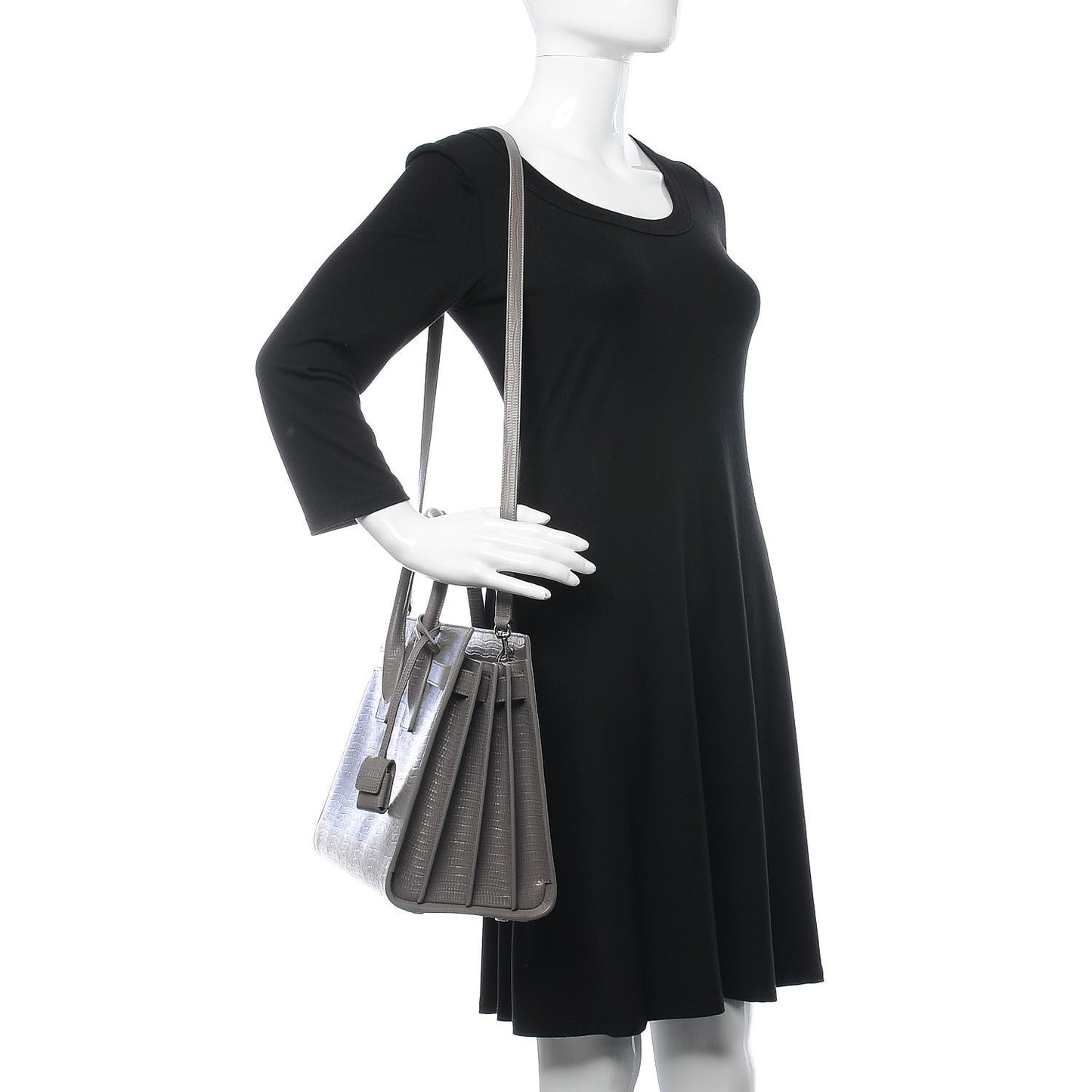 Lizard Calfskin Embossed Small Sac De Jour Fog