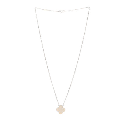 Van Cleef & Arpels 18K White Gold Mother Of Pearl Vintage Alhambra Pendant Necklace 3 of 5