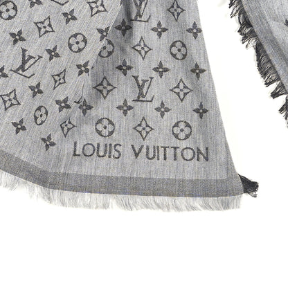 Louis Vuitton Silk Wool Monogram Denim Shawl Black 7 of 8