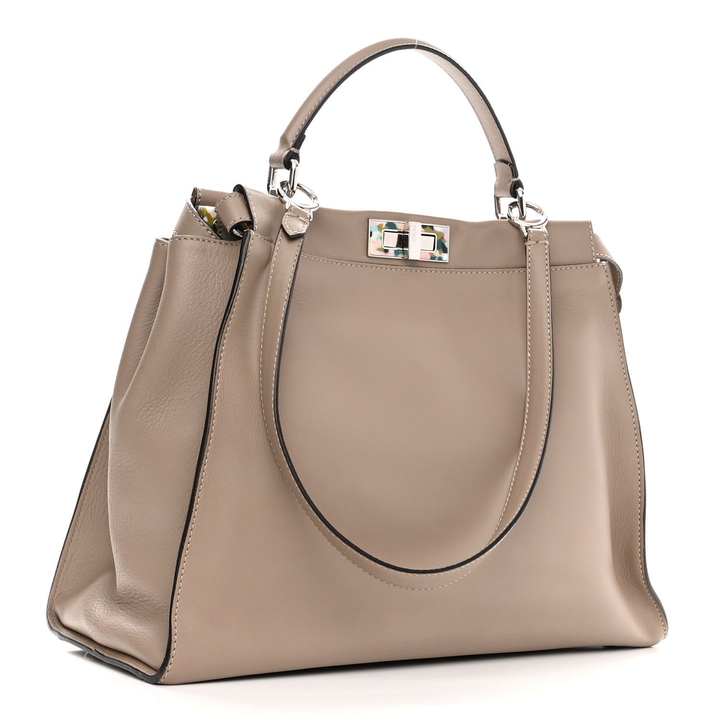 Vitello Seta Plexiglass Granite Large Peekaboo Iconic Satchel Tortora