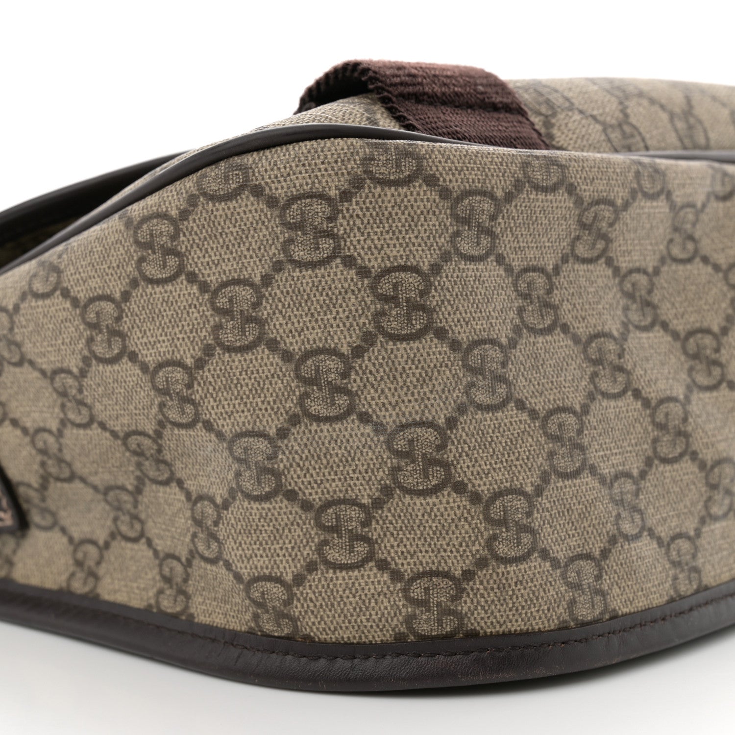 Gucci GG Plus Monogram Medium Double Buckle Flap Messenger Bag Beige Dark Brown 9 of 11