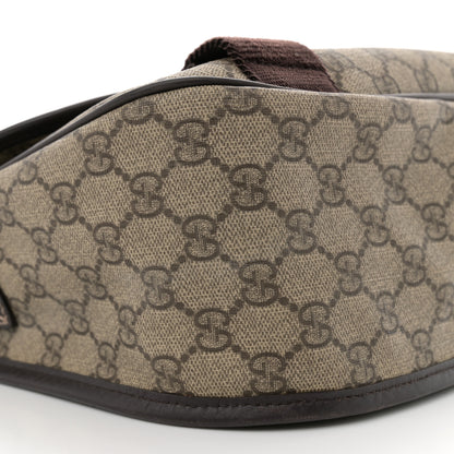Gucci GG Plus Monogram Medium Double Buckle Flap Messenger Bag Beige Dark Brown 9 of 11