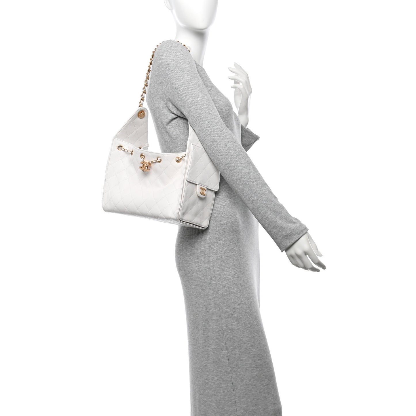 Caviar Quilted Small Chanel 25 Handbag White