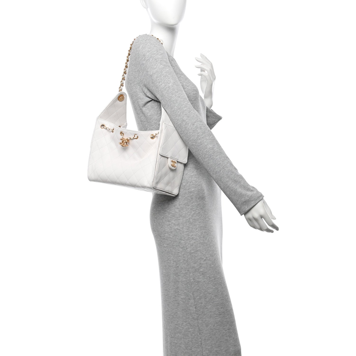 Chanel Caviar Quilted Small Chanel 25 Handbag White 2 of 9