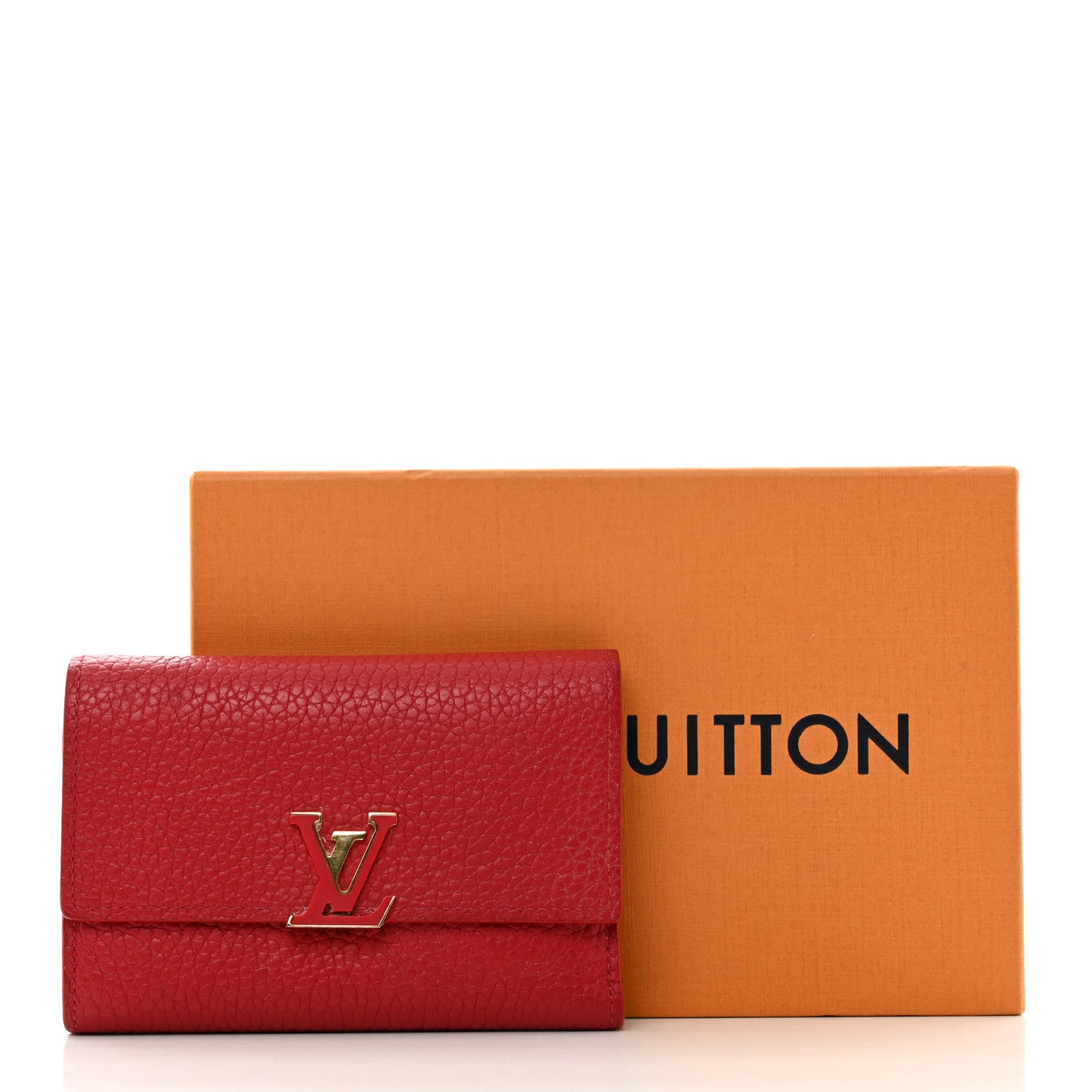 Taurillon Capucines Compact Wallet Scarlet